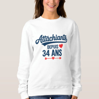 Attachiante Depuis 34 Ans Anniversaire T Shirt