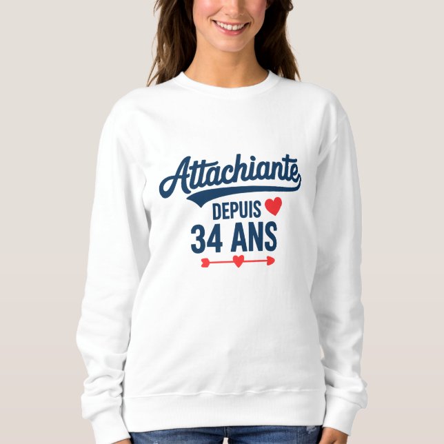 Attachiante Depuis 34 Ans Anniversaire T Shirt (Framsida)