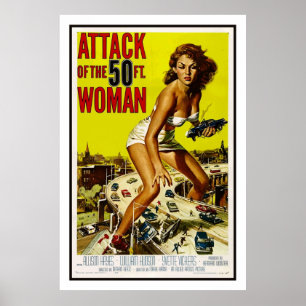 Attack av 50-foten Woman-Vintagen BMovie Poster