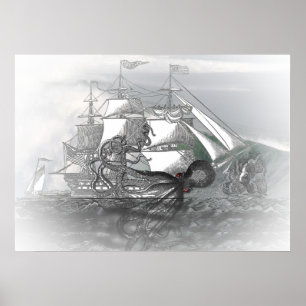 Attack av Giant Octopus Poster