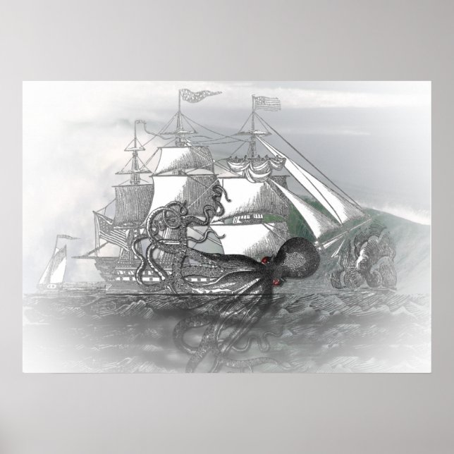 Attack av Giant Octopus Poster (Framsidan)