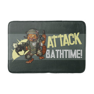 Attack Bathtime! Sci-fi Marine Ginger Cat-Tecknad Badrumsmatta