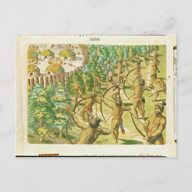 Attack mot en indisk by vykort (Framsida)