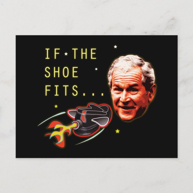 Attack mot flygande sko-Throw Shoe @ George Bush Vykort (Framsida)