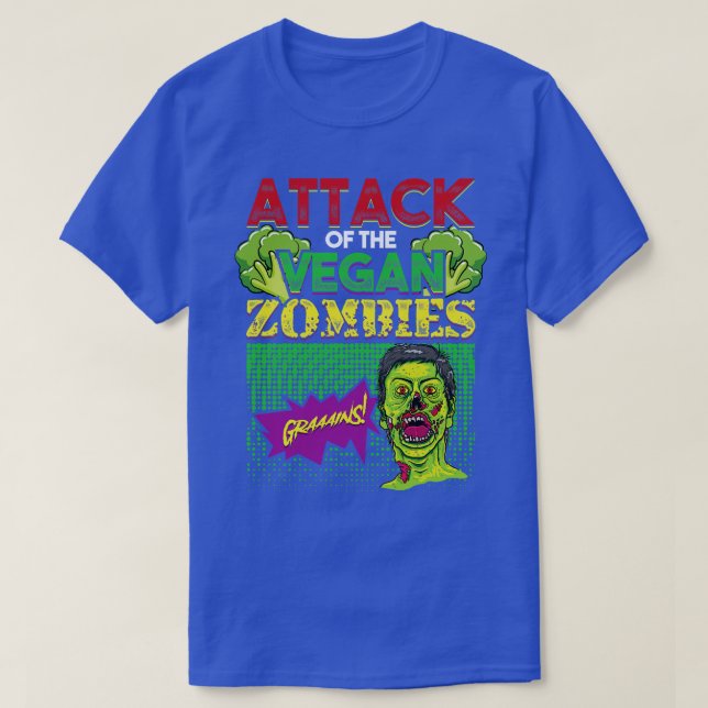 Attack mot Vegan Zombies Vegetarian Funny Hallo T Shirt (Design framsida)