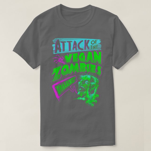 Attack mot Vegan Zombies Vegetarian Halloween T Shirt (Design framsida)