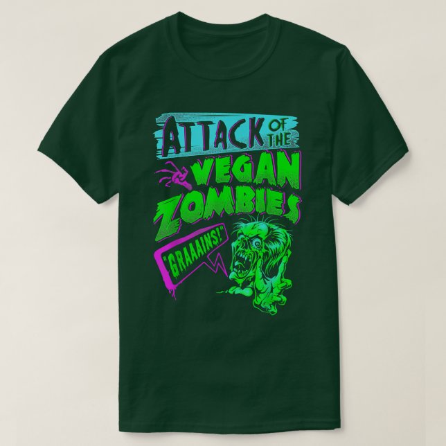 Attack mot Vegan Zombies Vegetarian Halloween T Shirt (Design framsida)