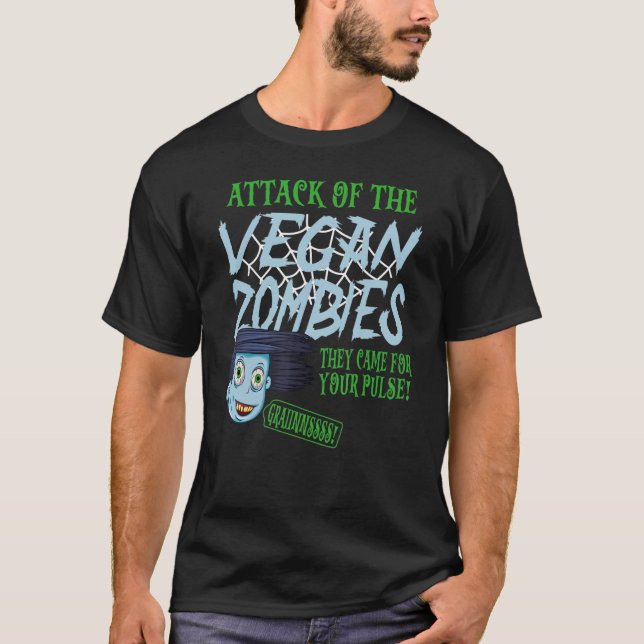 Attack mot Vegan Zombies Vegetarian Vegan Hallo T Shirt (Framsida)