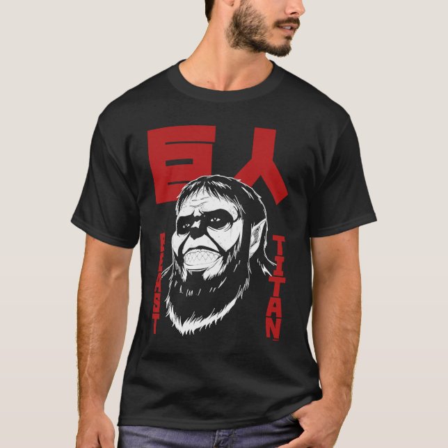 Attack on Titan Season 4 Beast Titan & Large Kanji T Shirt (Framsida)