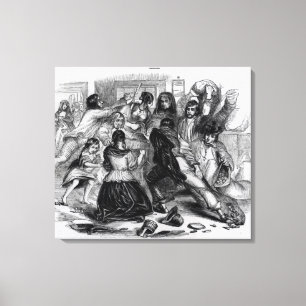 Attack på ett potatislager i Irland, c.1845 Canvastryck