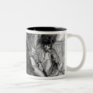 Attack på ett potatislager i Irland, c.1845 Två-Tonad Mugg