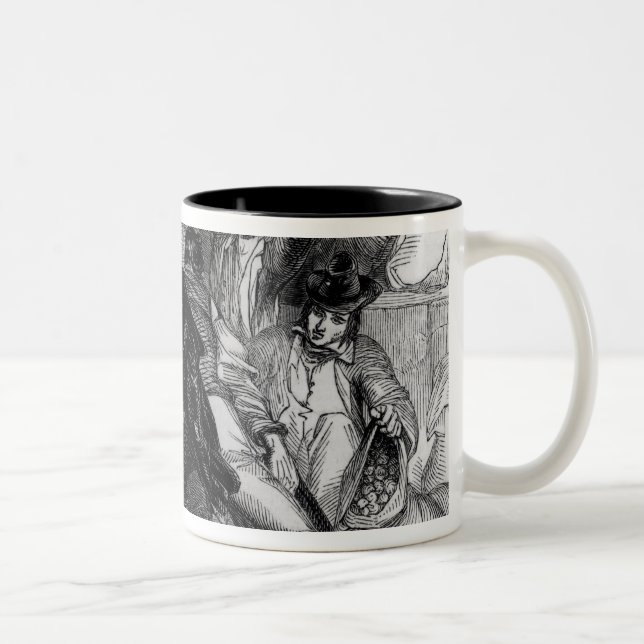 Attack på ett potatislager i Irland, c.1845 Två-Tonad Mugg (Höger)