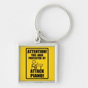 Attack Piano Fyrkantig Silverfärgad Nyckelring