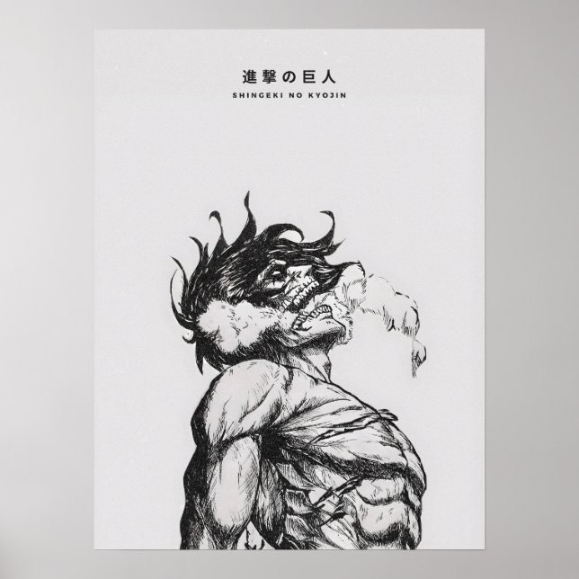 Attack Titan Figure Dark Anime Line Art Poster (Framsidan)
