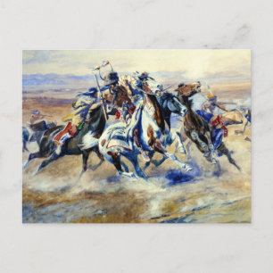“Attacken” av Charles M Russell Vykort