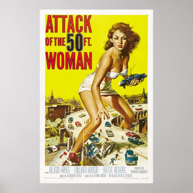 Attacker mot 50-fots kvinnor poster (Framsidan)