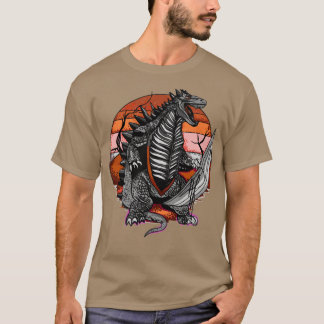 Attacker mot dinosaurier med sol i bakgrunden t shirt