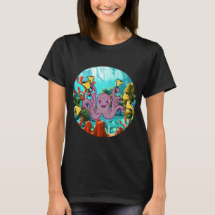 Åttahandsklockspelare i havet (cirkulär design) t shirt