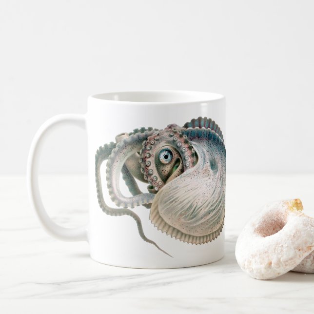 Åttahornig Argonaut, Gamla Marina Djur Kaffemugg (Med munk)