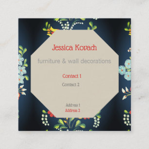Åttakant i färgglada ungerska blommor fyrkantigt visitkort
