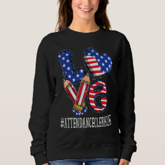 Attendance Clerk Love Usa Flag Fireworks   4th Of  T Shirt