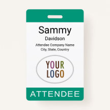 Attendee Name Badge Logo Lanyard Clip Reel Green