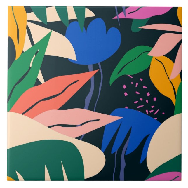 Attention Getter tropical mönster Kakelplatta (Framsidan)