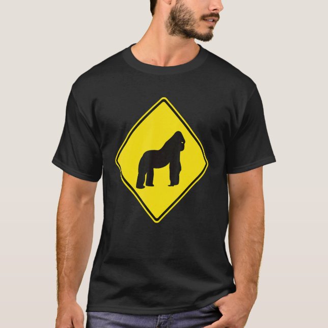 Attention Gorilla Danger Silverback Zon T Shirt (Framsida)