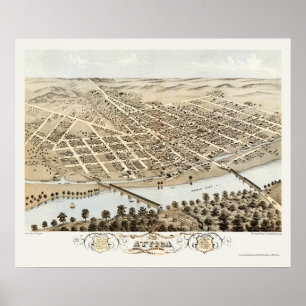 Attica, IN Panoramic Karta - 1869 Poster