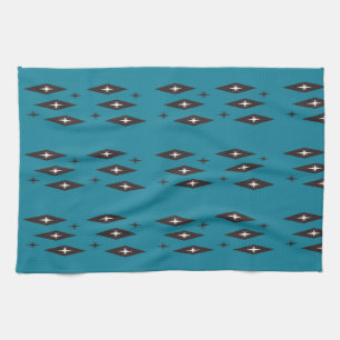 Attika 1950's Diamonds Mönster Teal Kökshandduk