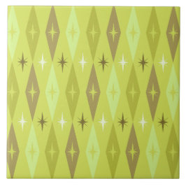 Attika 1950's Diamonds Stars Chartreuse Kakelplatta