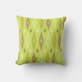Attika 1950's Diamonds Stars Chartreuse Kudde