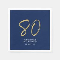 Åttio | Guld & Marinblå Text 80-årsdag
