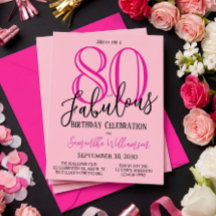 Åttio och fantastisk rosapink svart 80-årsdag