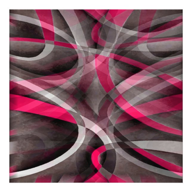 Åttiotal Rosa och Grått Funky Mönster Fototryck (Framsidan)