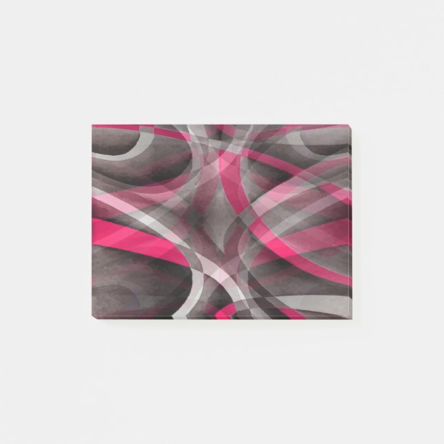 Åttiotal Rosa och Grått Funky Mönster Post-it Block (Framsida)