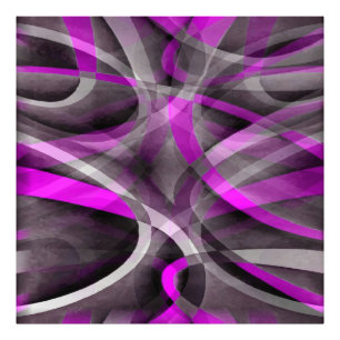 Åttiotalets Retro Magenta och Grå Konstnärlig Möns Fototryck