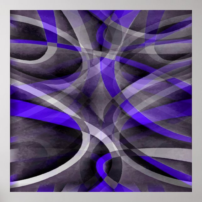 Åttiotalets stämning Violett blå och grå funky mön Poster (Framsidan)