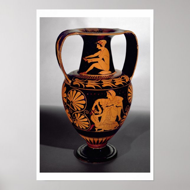 Attisk röd-figur amphora som skildrar en satyr käm poster (Framsidan)