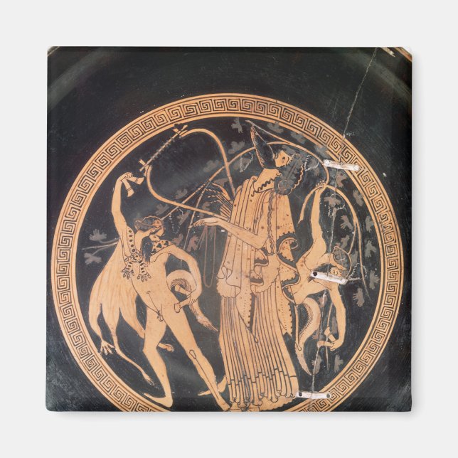 Attisk röd-figur vas magnet (Framsidan)