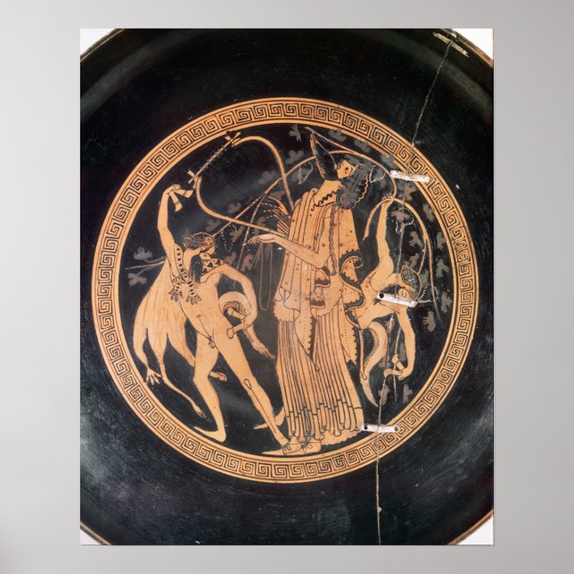 Attisk röd-figur vas poster (Framsidan)