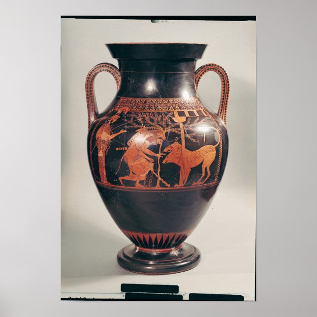 Attisk rödhaltig amphora, figur poster (Framsidan)