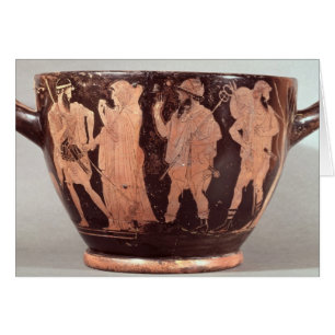 Attiska röda figur skyphos hälsningskort