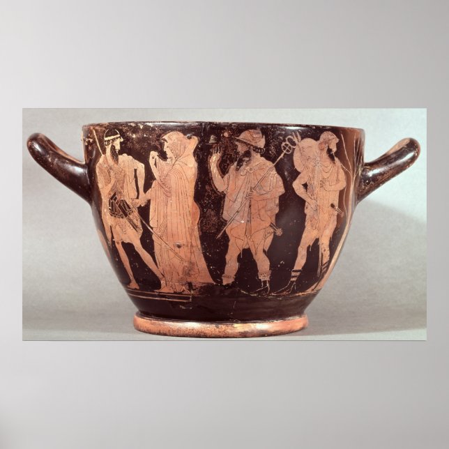 Attiska röda figur skyphos poster (Framsidan)