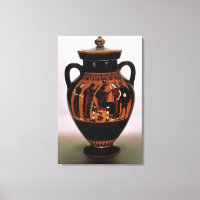 Attiska svarta-figur amphora som skildrar
