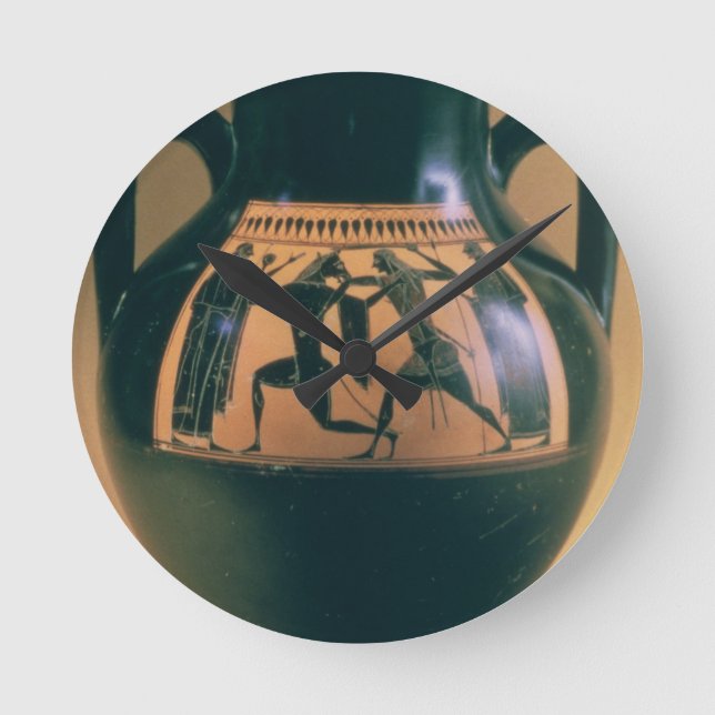 Attiska svarta figur amphora som skildrar Theseus  Rund Klocka (Framsida)