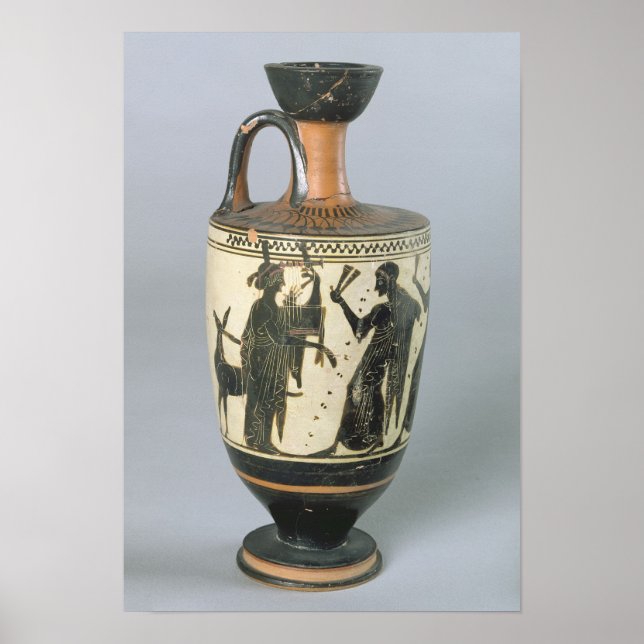 Attiska svarta-figur lekythos poster (Framsidan)