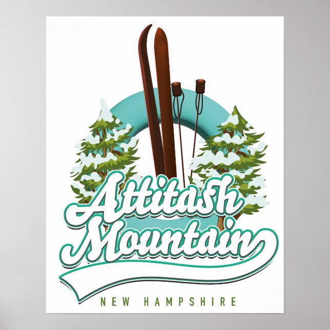 Attitash mountain new hampshire skid logotyp poster (Framsidan)