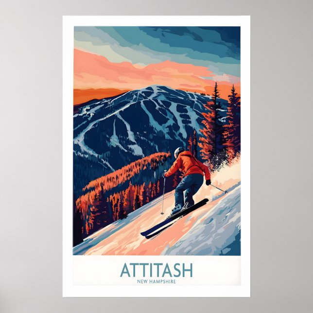 Attitash skidvägg konsttryck 1 poster (Framsidan)