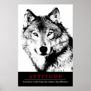 Attitude Black White inspirational Varg Poster